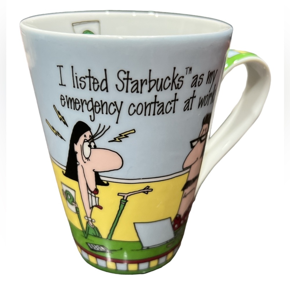Design Design simply funky “ Starbucks emergency contact”  tea coffee mug